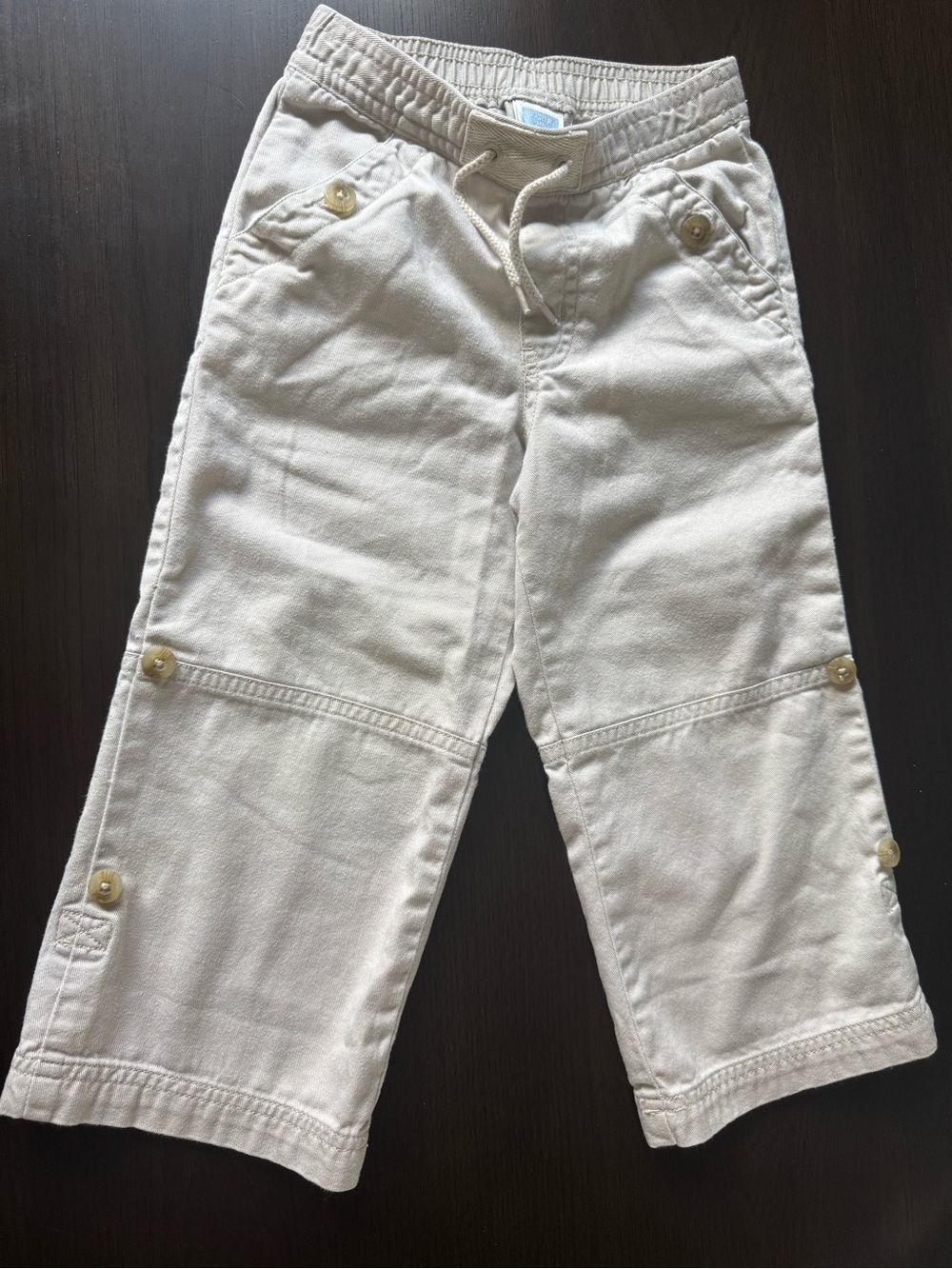 Janie and Jack Toddler 100% Cotton Cream Dressy Occasion Pull-On Cargo Pants 3T